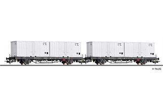Tillig H0 DR Containertragwagen-Set Post aa-t/12,8, 20'-Container Post, Ep. IV, 2-tlg.