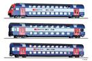 Tillig H0 SBB Doppelstockwagen-Set DPZ, Ep. V-VI, 3-tlg.