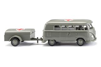 Wiking H0 VW T1 Bus mit Anhänger, Krankenwagen