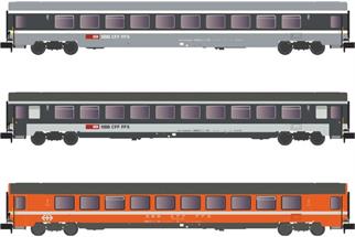 Aare Valley Models/Hobbytrain N SBB Reisezugwagen-Set UIC-Z1 Bpm, Chamäleon + C1, 2-tlg.