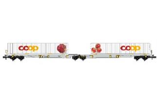 Aare Valley Models N VTG Doppeltragwagen Coop, Apfel/Erdbeeren