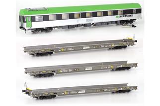 ACME H0 (AC) RAlpin Wagenset Rollende Landstrasse, WLABmz + 3 Saadkms, 4-tlg.