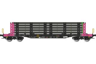 Albert Modell H0 On Rail Rungenwagen Smnps, schwarz/pink, mit Ladung, Ep. VI
