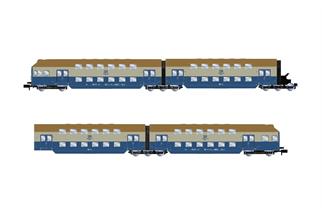 Arnold N DR Doppelstock-Gliederzug, mit Steuerwagen, blau/hellgrau, Ep. IV, 4-tlg.