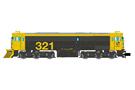 Arnold N (Sound) RENFE Diesellok 321-025, gelb/grau, mit Schneepflug, Ep. V