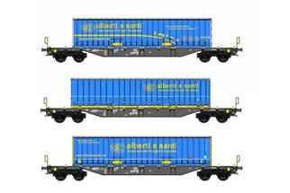 B-Models H0 GTS Containertragwagen-Set, Alberti e Santi, 3-tlg.