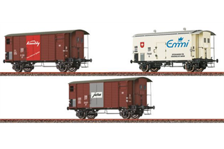 Brawa H0 (DC) SBB Güterwagen-Set, Starke Marken aus der Schweiz, Ep. III, 3-tlg. (SoSe)