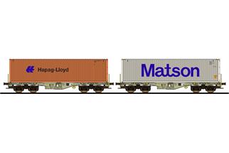 ESU H0 AAE Containertragwagen-Set Sgmmns, Hapag-Lloyd/Matson, 2-tlg.