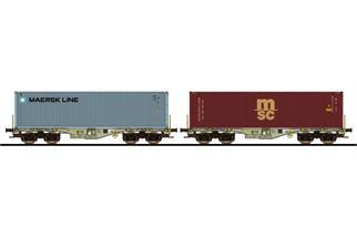 ESU H0 AAE Containertragwagen-Set Sgmmns, Maersk Line/MSC, 2-tlg.