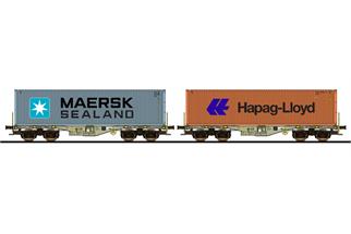 ESU H0 AAE Containertragwagen-Set Sgmmns, Maersk Sealand/Hapag-Lloyd, 2-tlg.