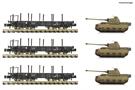 Fleischmann N DWM Schwerlastflachwagen-Set, mit Panzerladung, Ep. II, 3-tlg.