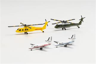 Herpa 1:500 Helicopter- und Bizjet-Set, 4-tlg.