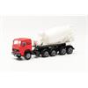 Herpa H0 Iveco Unic Betonmischer-Sattelzug, rot/weiss