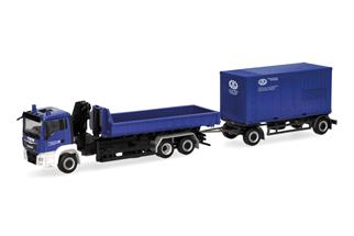 Herpa H0 MAN TGS M Wechsellader-LKW mit Anhänger, THW Singen