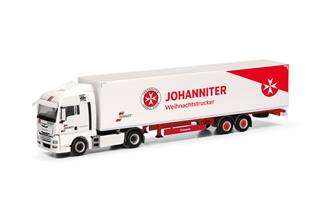 Herpa H0 MAN TGX XLX Euro6c Koffer-Sattelzug, Wandt / Johanniter Weihnachtstruck