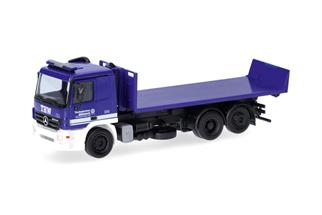 Herpa H0 MB Actros Wechsellader-LKW mit Abrollflat, THW Frankfurt/Main