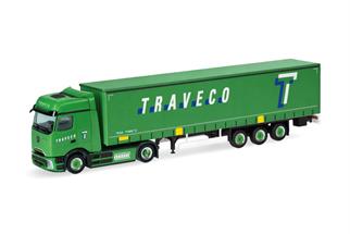 Herpa H0 MB eActros ProCabin Bigspace Gardinenplanen-Sattelzug, Traveco