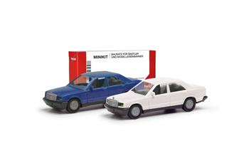 Herpa H0 MiniKit: MB 190E, blau/classicweiss (Inhalt: je 1 Stk.)