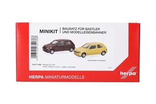 Herpa H0 MiniKit: Renault Clio 16V, Rouge Etrusque/Jaune (Inhalt: je 1 Stk.)