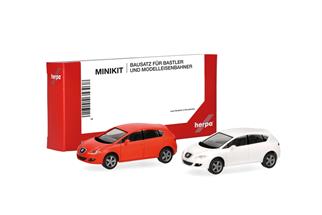 Herpa H0 MiniKit: Seat Leon, naranja und candyweiss (Inhalt: je 1 Stk.)