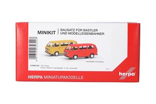 Herpa H0 MiniKit: VW T3 Bus, ginstergelb und feuerrot (Inhalt: je 1 Stk.)