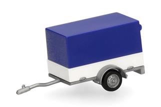Herpa H0 PKW Planenanhänger 1achs, blau/weiss
