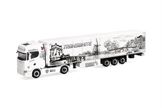 Herpa H0 Scania CS20 HD Kühlkoffer-Sattelzug, Transwhite