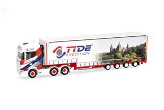 Herpa H0 Scania CS20 HD Meusburger-Sattelzug, TiDe Spedition