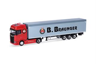 Herpa H0 Scania CS20 HD Schubboden-Sattelzug, Braunger