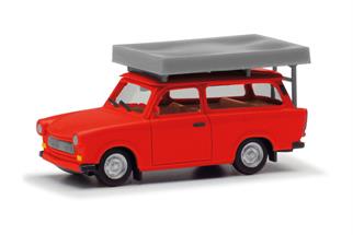 Herpa H0 Trabant 601 Universal, knallrot mit Dachzelt