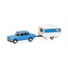 Herpa H0 Wartburg 353 '82 mit QEK-Wohnwagen, himmelblau