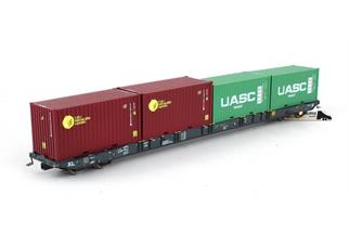 Igra Model H0 MFD Rail Containertragwagen Sggnss-XL, UASC/CARU