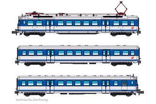 Jägerndorfer N ÖBB Elektrotriebzug 4030 104-6, blau/weiss, Ep. IV, 3-tlg.