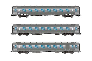 Jouef H0 SNCF Reisezugwagen-Set DEV Inox B8/B8/A6D, Ep. III, 3-tlg.