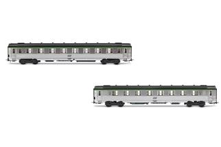 Jouef H0 SNCF Reisezugwagen-Set DEV Inox B8/B8, Ep. IV, 2-tlg. Jouef H0 SNCF Reisezugwagen-Set DEV Inox B8/B8, Ep. IV, 2-tlg.