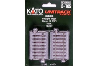 Kato H0 Unitrack S60 Gleis gerade 60 mm (Inhalt: 4 Stk.) [2-105]