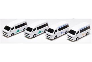 Kato N Fahrzeug-Set Toyota Hiace Super Long, Taxi, 4-tlg.