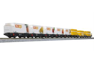 Kato N RhB Containertragwagen-Set, Coop/Post, 8-tlg. [10-1731]