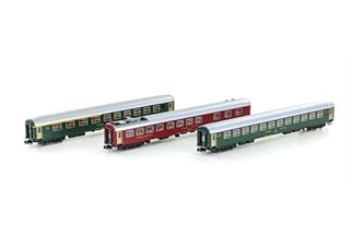 Kato N SBB Reisezugwagen-Set UIC-X/Z2 ABm/WRm/Bm, altes Logo, Ep. IV, 3-tlg.