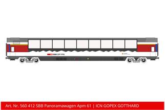 Kiss 1 SBB Panoramawagen Apm 61, Gotthard Panorama Express, verkürzt