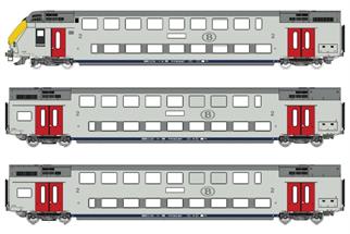 LS Models H0 (DC) SNCB Doppelstockwagen-Set M6 BDX/B/B, Ep. Vb, 3-tlg.