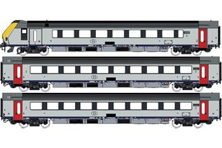 LS Models H0 (DC) SNCB Reisezugwagen-Set I11 BDx/B/B, weiss, Ep. Va, 3-tlg.