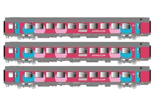 LS Models H0 (DC) SNCF Reisezugwagen-Set Corail Vtu OUIGO, Ep. VI, 3-tlg.