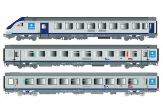 LS Models H0 (DC) SNCF Wagenset , TER AURA, sigle carmillon, 3-tlg.