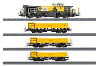 Märklin H0 (AC Sound) Leonhard Weiss Diesellok DE 18 mit Bauzug, Ep. VI, 4-tlg. Märklin H0 (AC Sound) Leonhard Weiss Diesellok DE 18 mit Bauzug, Ep. VI, 4-tlg.