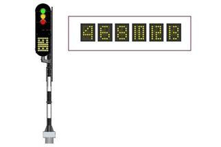 Mafen H0 NS Hauptsignal rechts, 3 Lampen mit Geschwindigkeitssignal