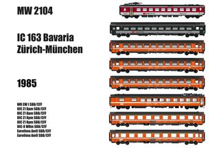 Models World H0 SBB Reisezugset IC 163 Bavaria Zürich HB - München Hbf, 8-tlg.