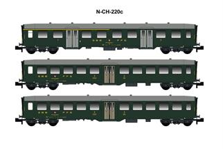 MW-Modell N SBB Leichtstahlwagen-Set, Ep. IV, 3-tlg.