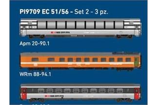 Pirata/LS Models H0 SBB Reisezugset 2 EC 51/56 Ticino Milano - Zürich HB, Ep. V, 3-tlg.