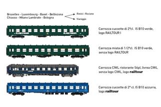 Pirata/LS Models H0 SNCB Zugset 3 Railtour 1971/72 Brüssel - Rimini/Viareggio, 4-tlg.